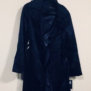 Satin Belted Navy Tahari Coat NWT